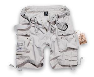 Brandit Washed Belted Premium Combat Cargo Shorts Stone Preview